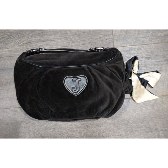 Juicy Couture Bag Y2K Velvet Black 2002 CA16396 (Royal Juicy) Baguette Embrodry - Picture 3 of 14